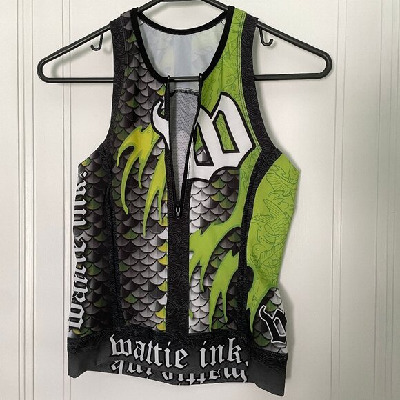 Worn Once Wattie Ink Tri Top Women's Small Half Zip Triathlon Dragon Sleeveless - Picture 2 of 11